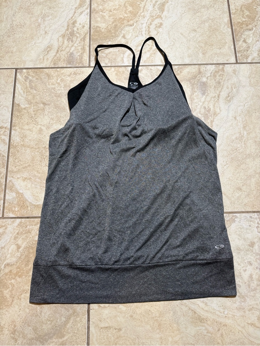 Champion Women's Grey Racerback Tank with Built-In Shelf Bra